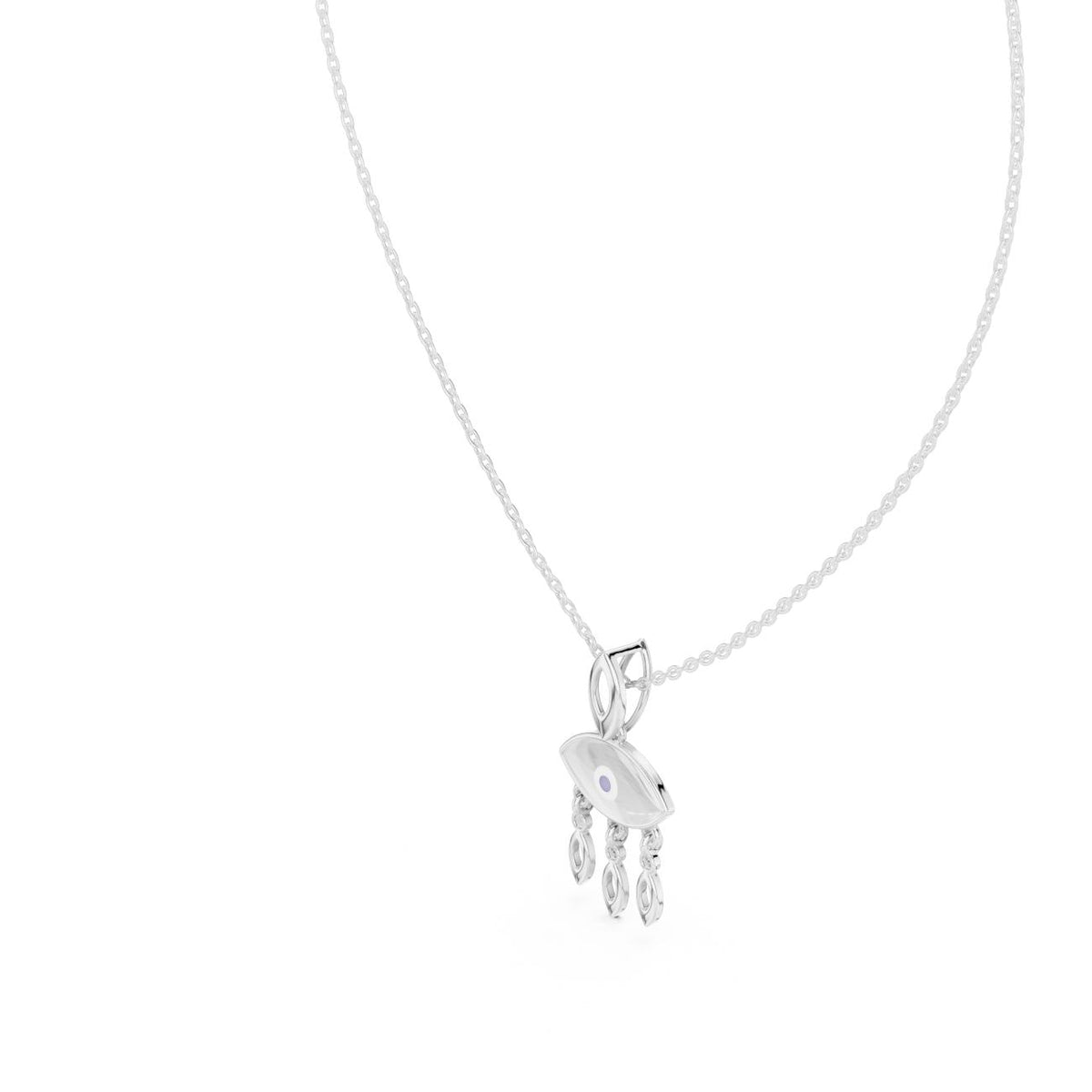 Evil Eye Charm Drop Lab Grown Diamond Necklace