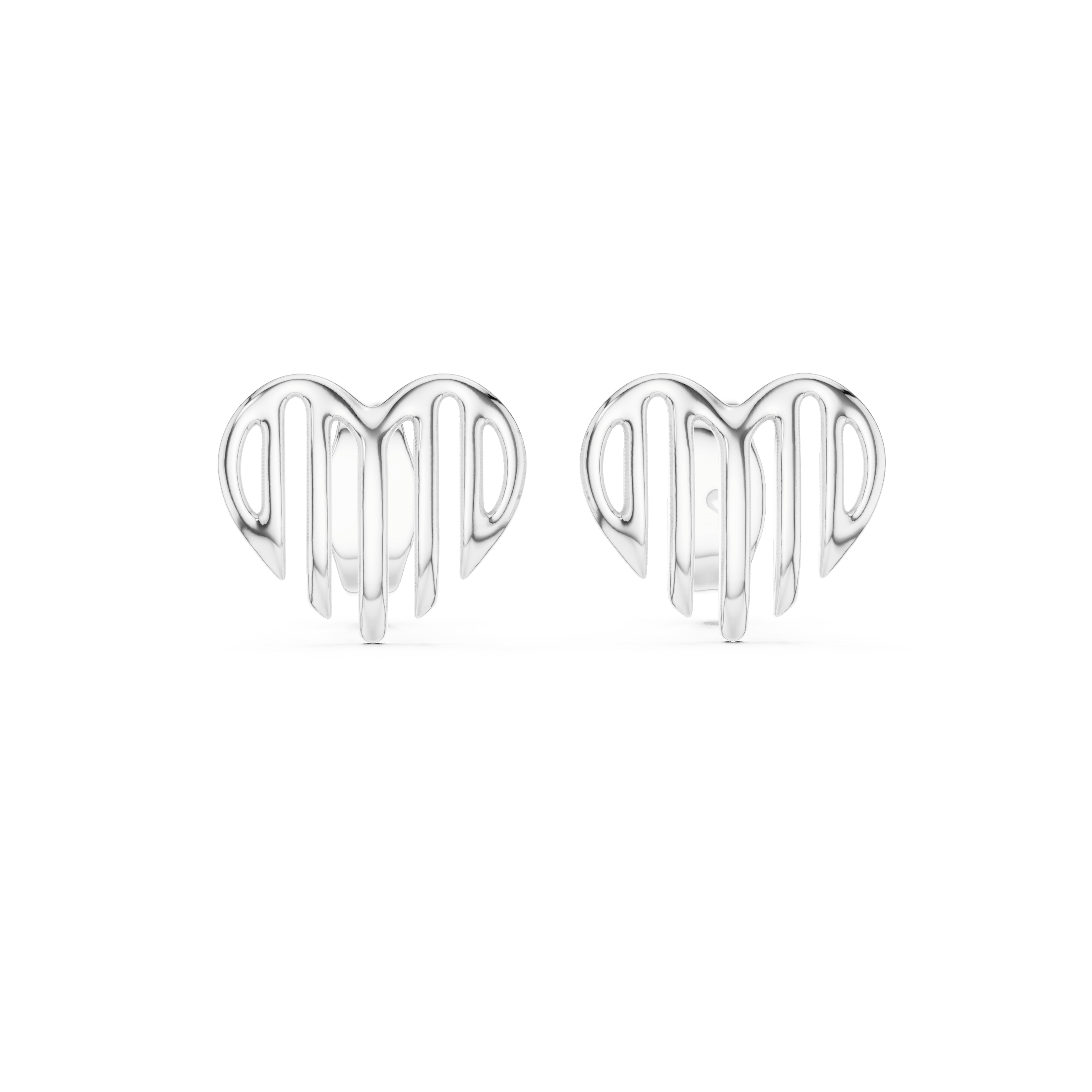 Dripping Heart Openwork Earrings in 925 Silver