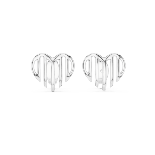 Dripping Heart Openwork Earrings in 925 Silver