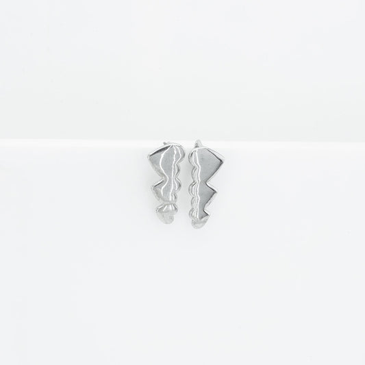 925 Sterling Silver Graduated Triple Heart Ear Climber Earrings