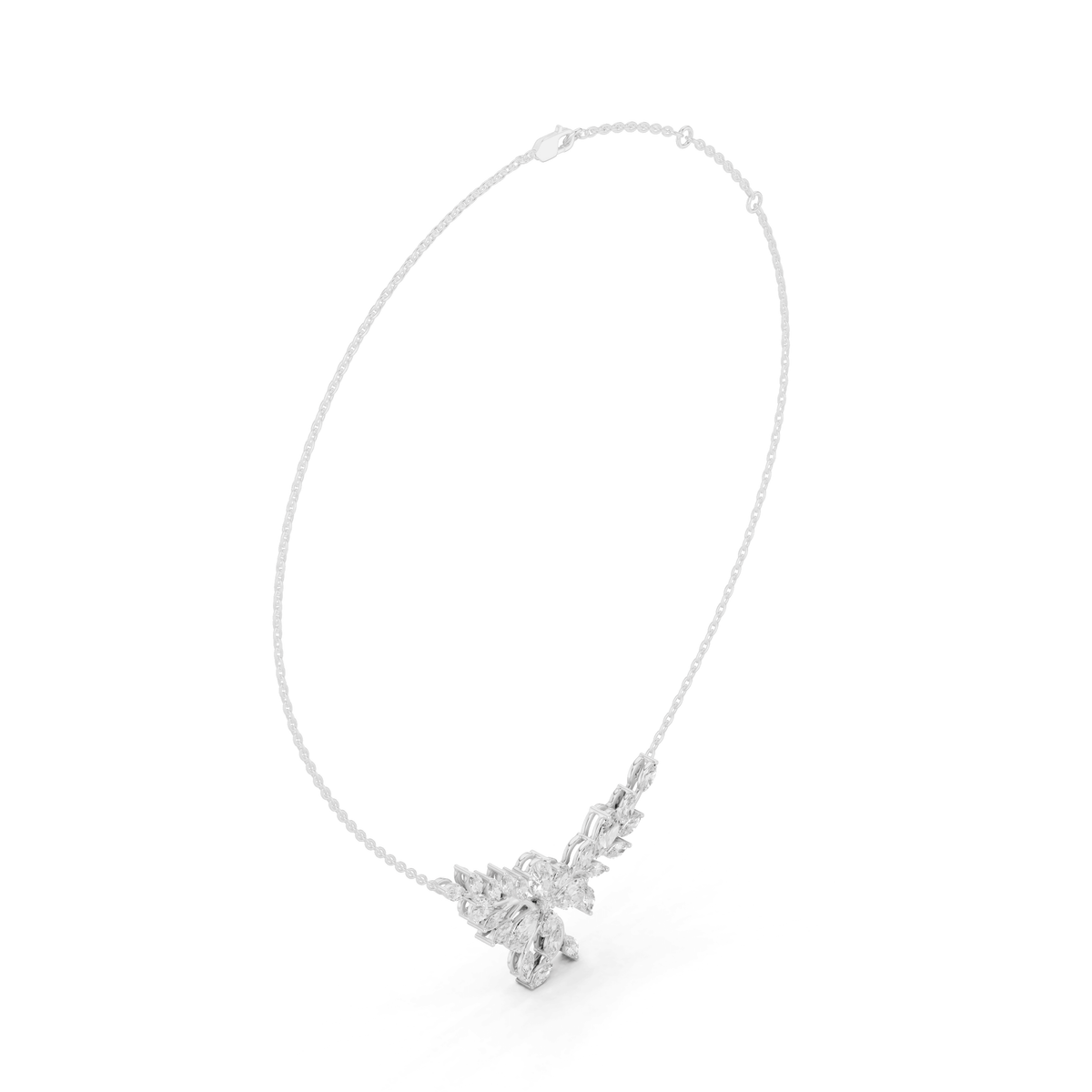 Floral Marquise & Pear Cut Vine Lab Grown Diamond Necklace