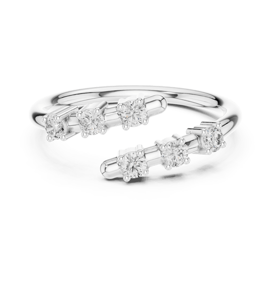 Open Bypass Double Bar Lab Grown Diamond Ring