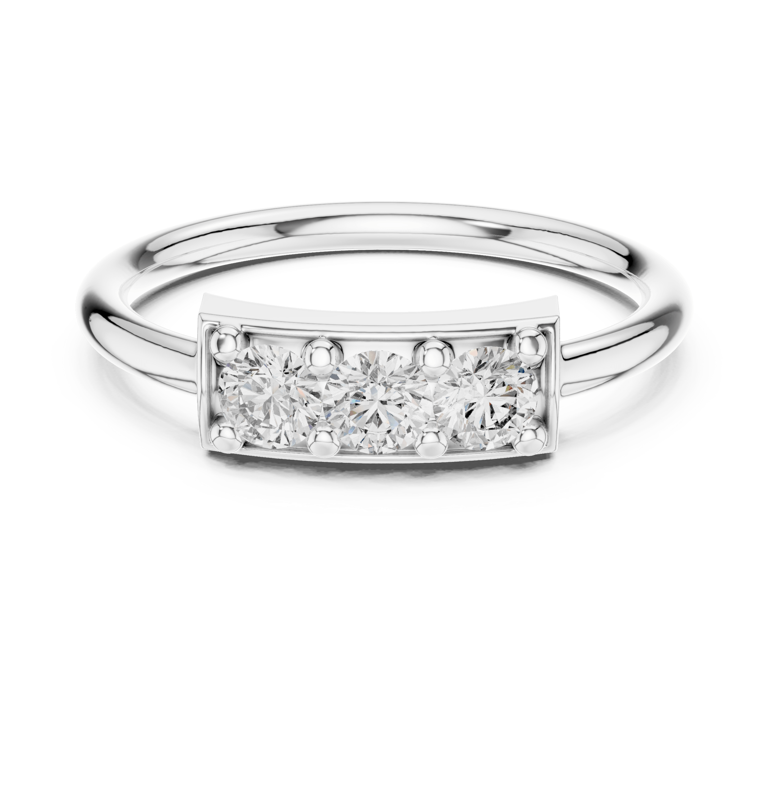 Minimalist Three Stone Bar Lab Grown Diamond Ring