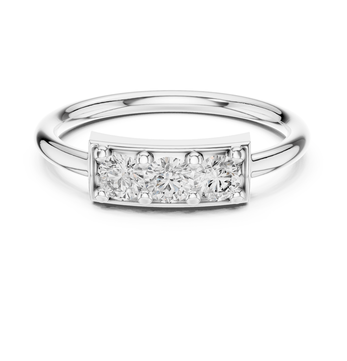 Minimalist Three Stone Bar Lab Grown Diamond Ring