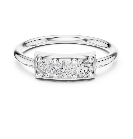Minimalist Three Stone Bar Lab Grown Diamond Ring
