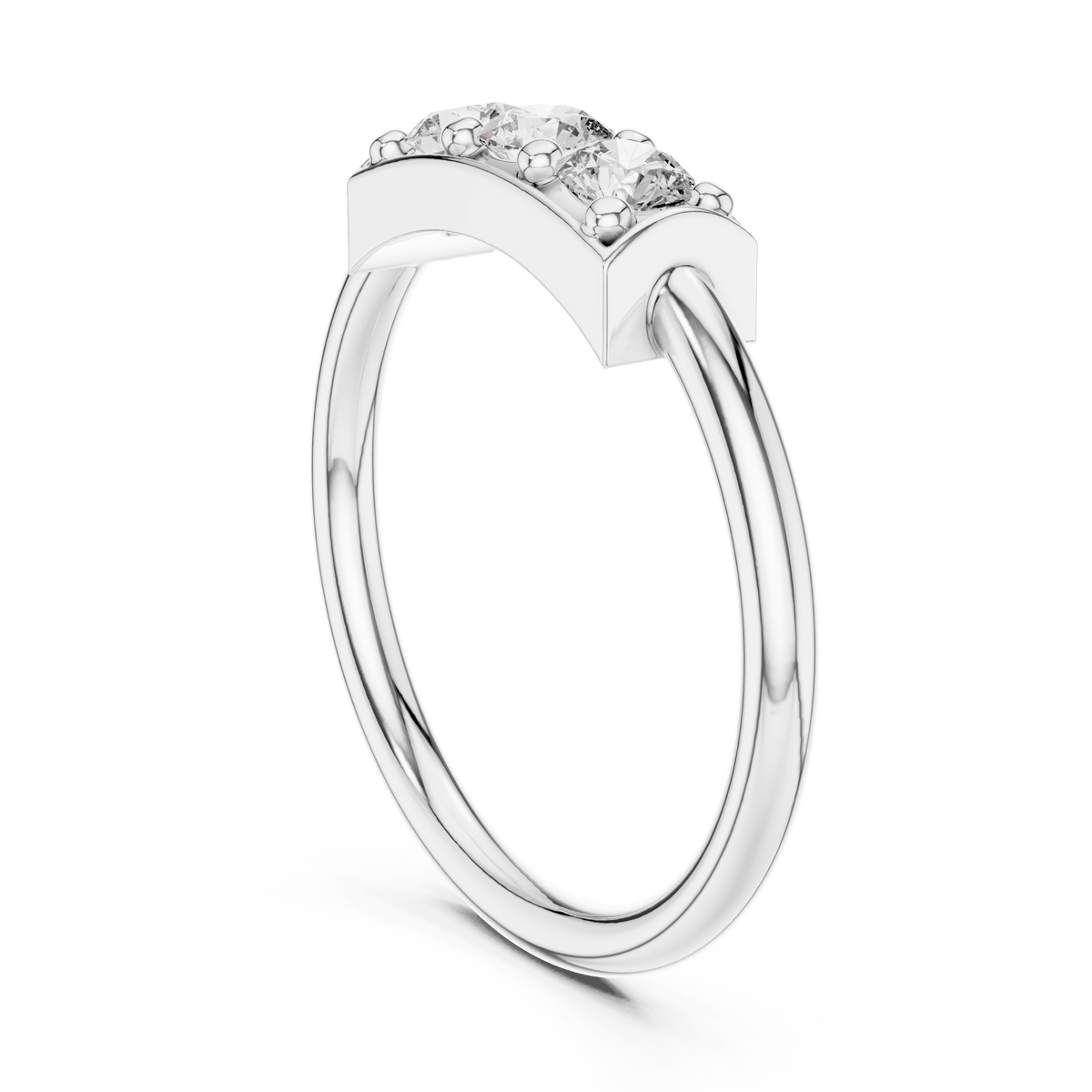 Minimalist Three Stone Bar Lab Grown Diamond Ring