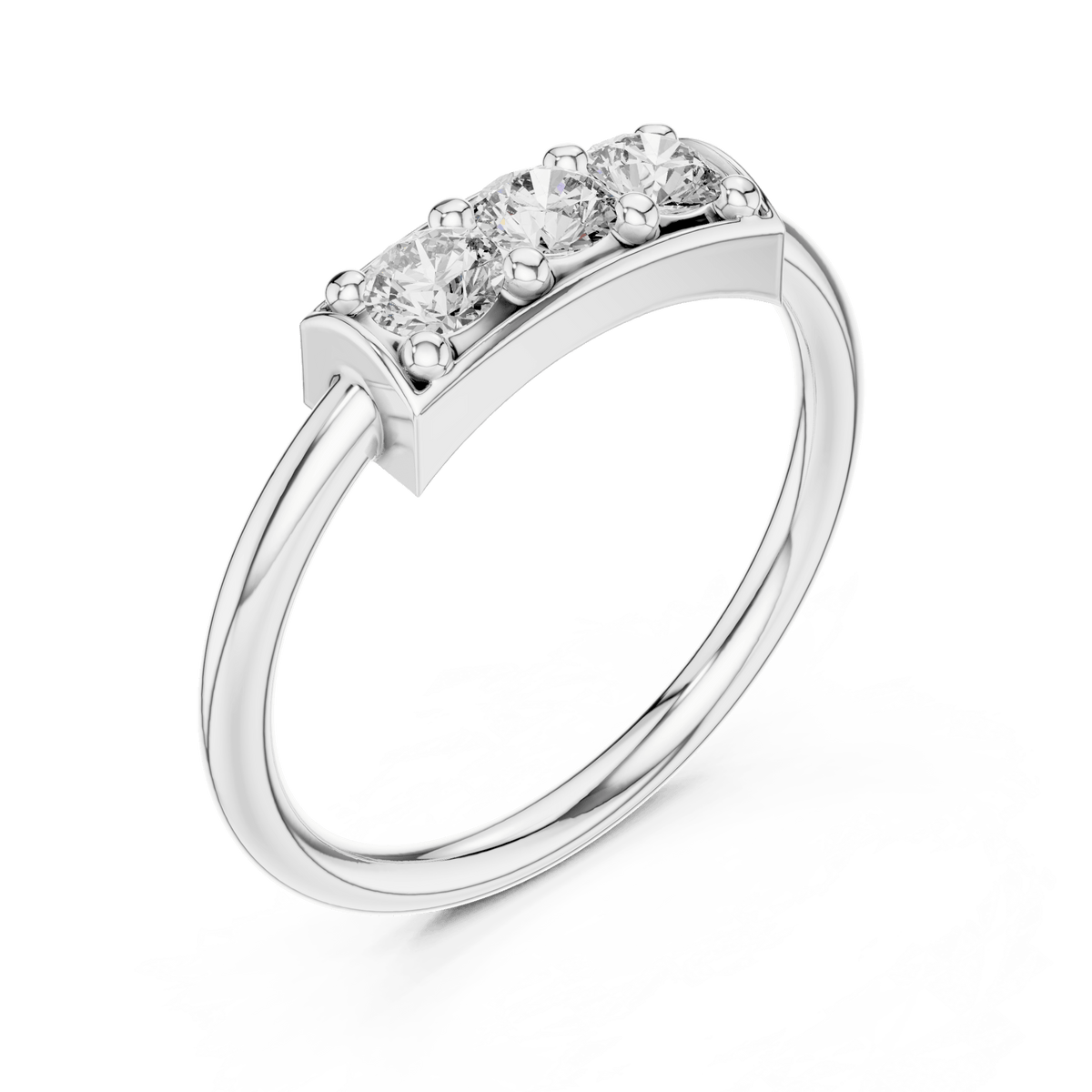 Minimalist Three Stone Bar Lab Grown Diamond Ring