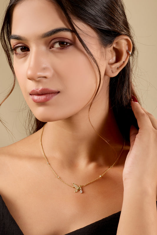 925 Sterling Silver Hummingbird Lab Grown Diamond Pendant Necklace