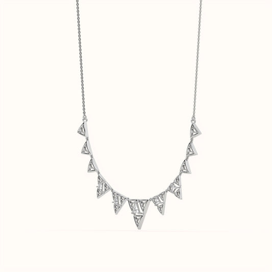 925 Sterling Silver Geometric Triforce Ruby & Lab Grown Diamond Fringe Necklace