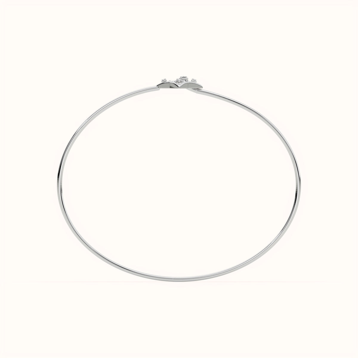 925 Sterling Silver Four-Point Starburst Lab Grown Diamond Bangle Bracelet