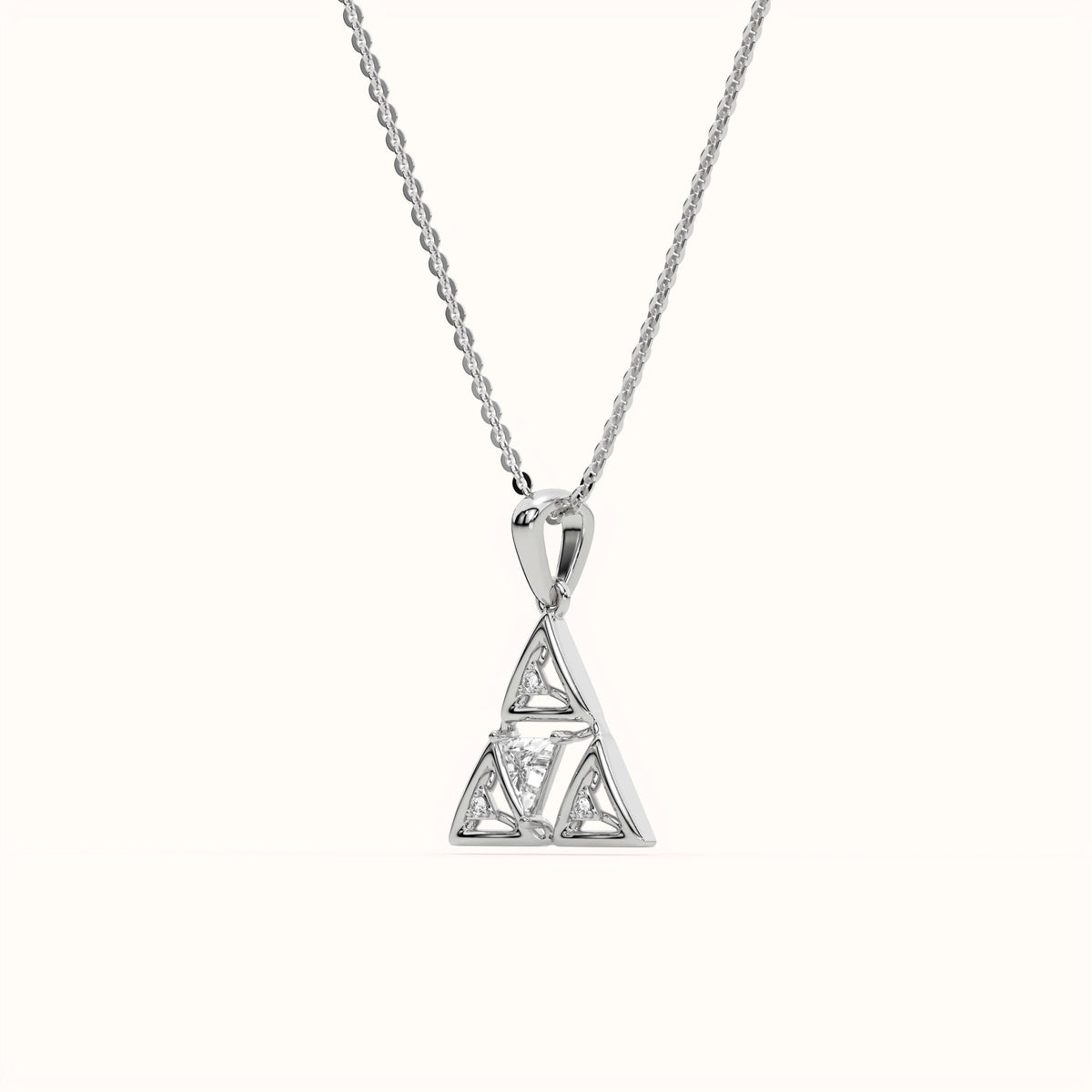 Triangular Geometric Ruby Pendant with Diamond Accents in 925 Sterling Silver