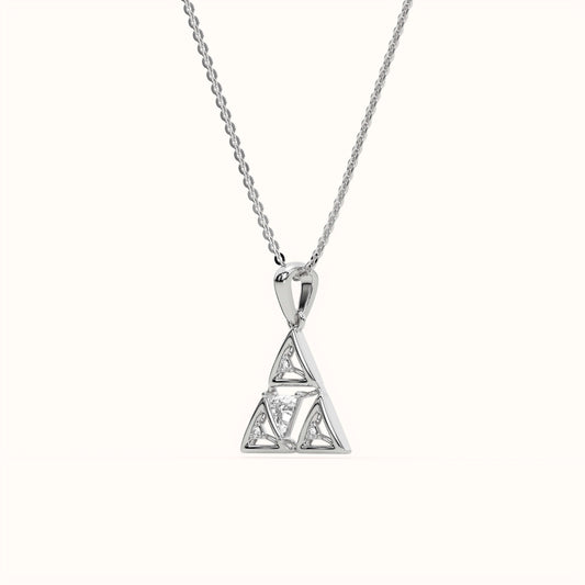Triangular Geometric Ruby Pendant with Diamond Accents in 925 Sterling Silver