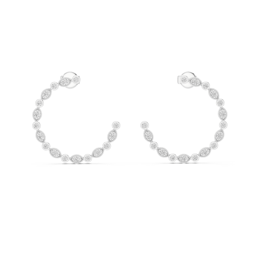 Marquise & Round Cluster Hoop Lab Grown Diamond Earrings