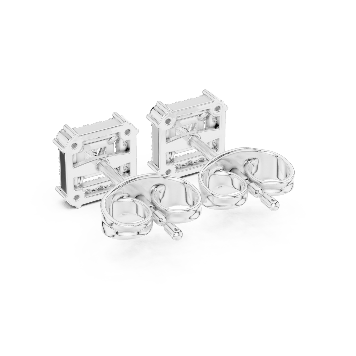 Princess Cut Square Halo Lab Grown Diamond Earrings