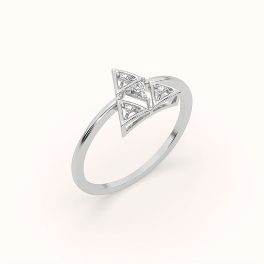 925 Sterling Silver Geometric Triforce Ruby & Lab Grown Diamond Ring