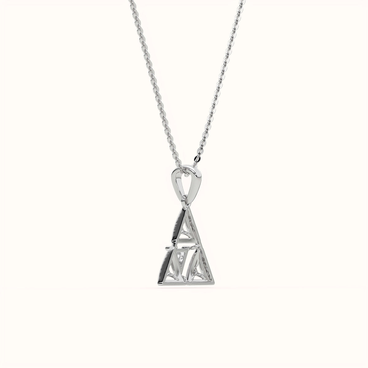 Triangular Geometric Ruby Pendant with Diamond Accents in 925 Sterling Silver