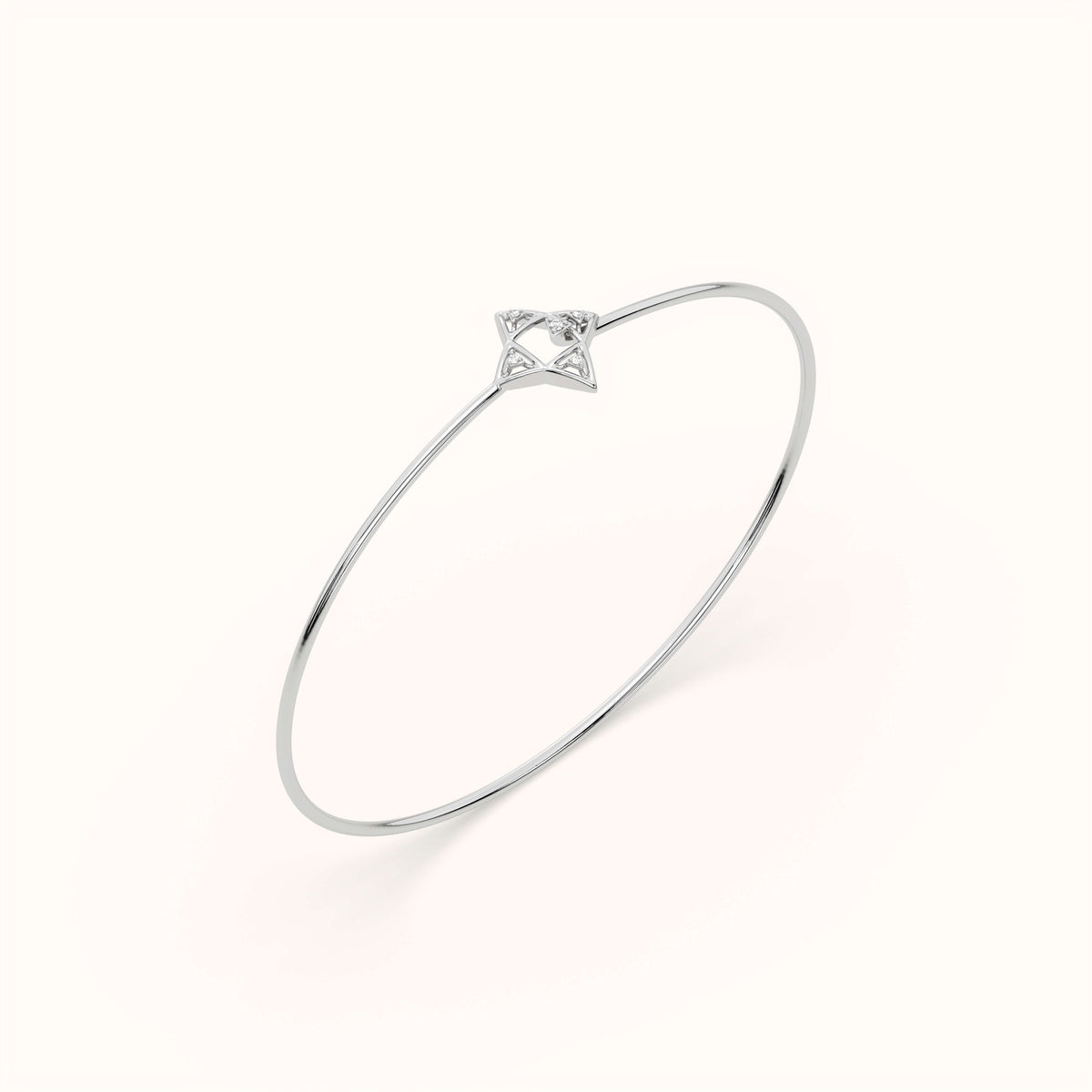 925 Sterling Silver Four-Point Starburst Lab Grown Diamond Bangle Bracelet