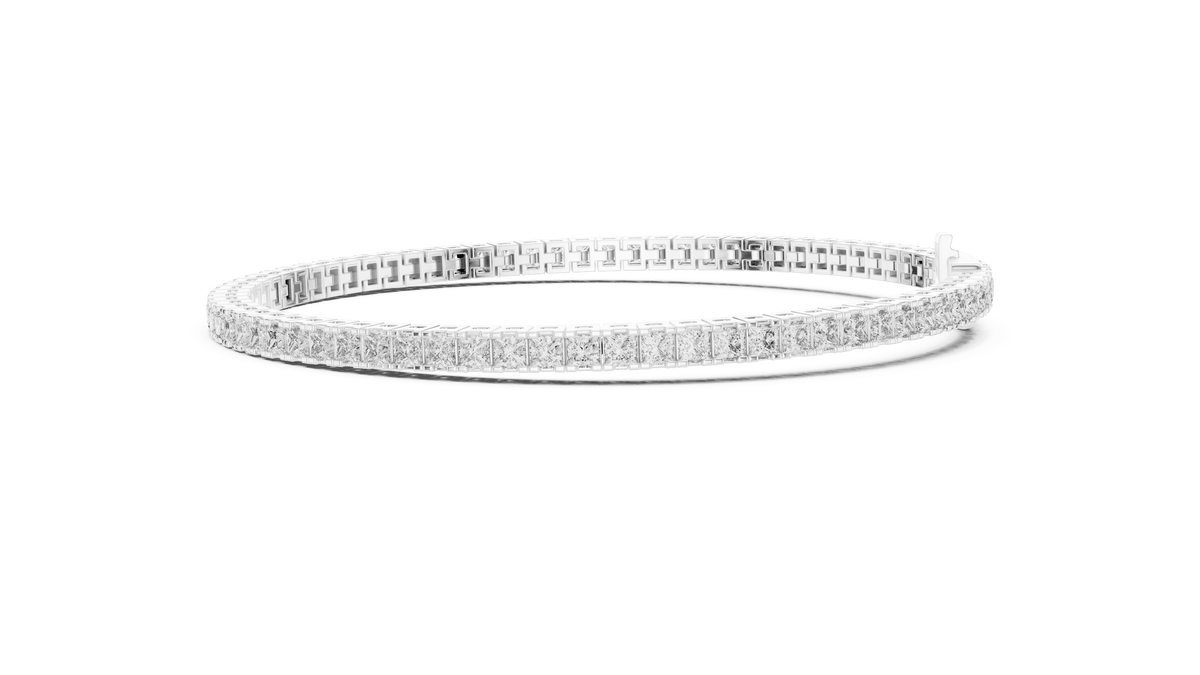 925 Silver Princess Cut Lab Grown Diamond Channel Set Tennis Bracelet