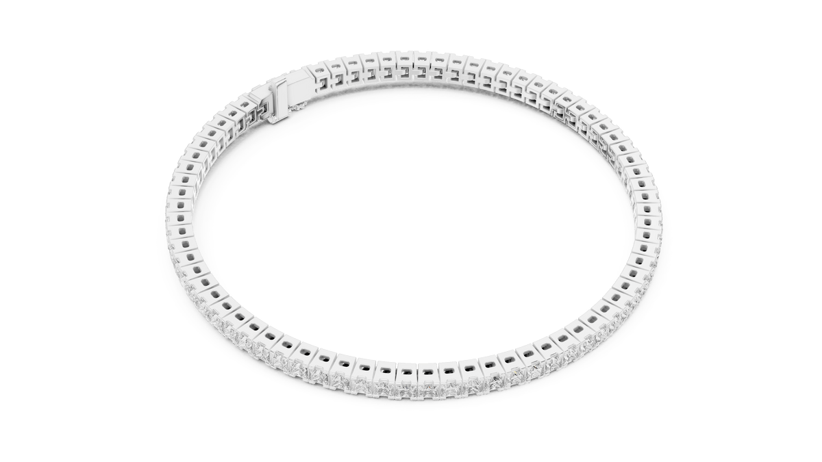 925 Silver Princess Cut Lab Grown Diamond Channel Set Tennis Bracelet