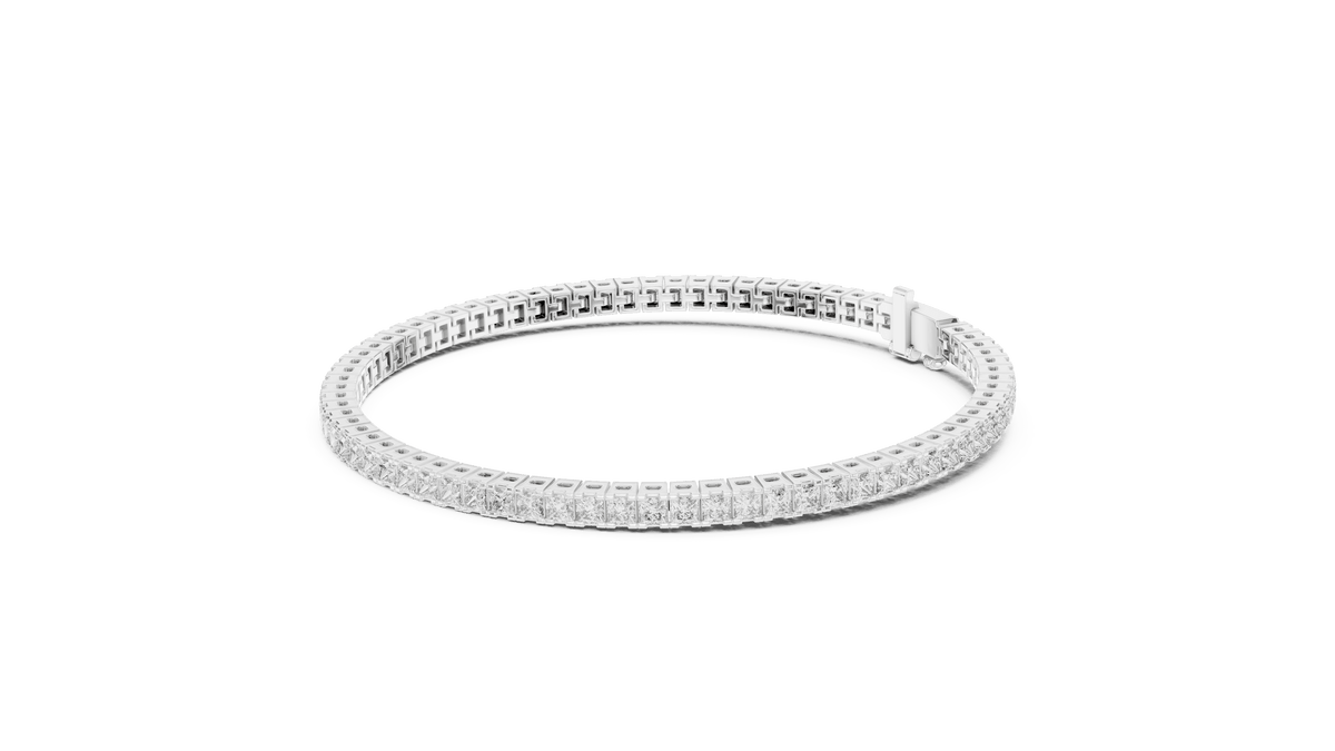 925 Silver Princess Cut Lab Grown Diamond Channel Set Tennis Bracelet