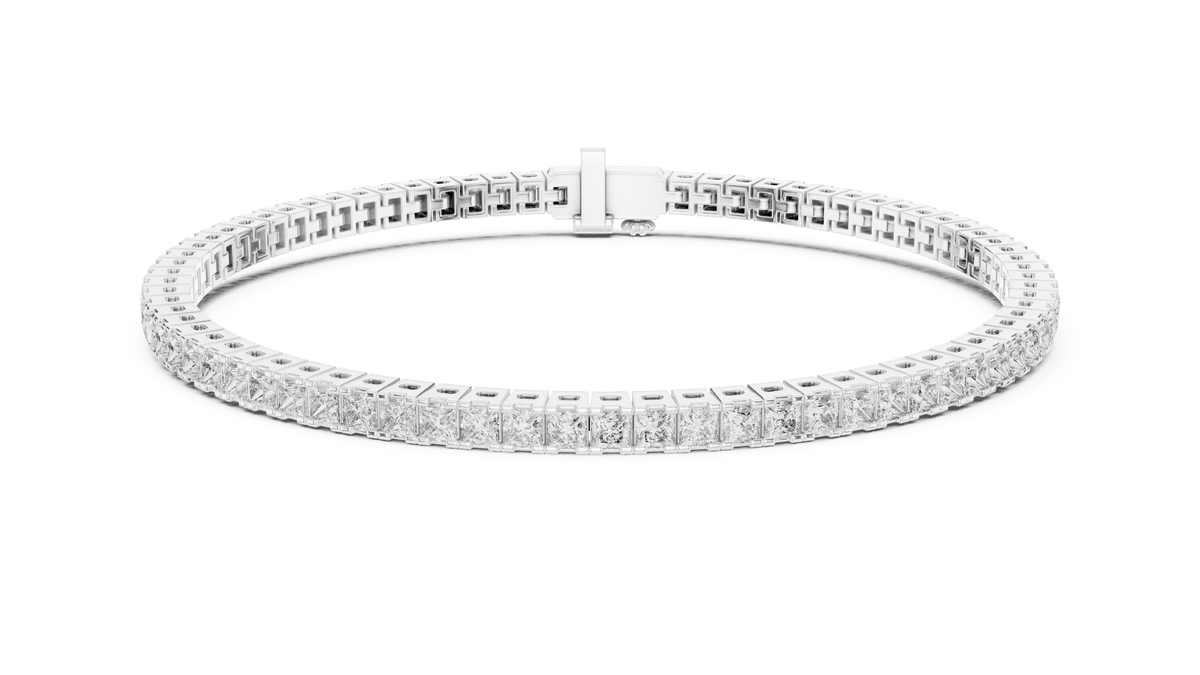 925 Silver Princess Cut Lab Grown Diamond Channel Set Tennis Bracelet