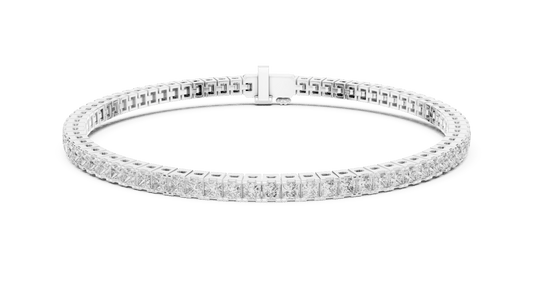 925 Silver Princess Cut Lab Grown Diamond Channel Set Tennis Bracelet