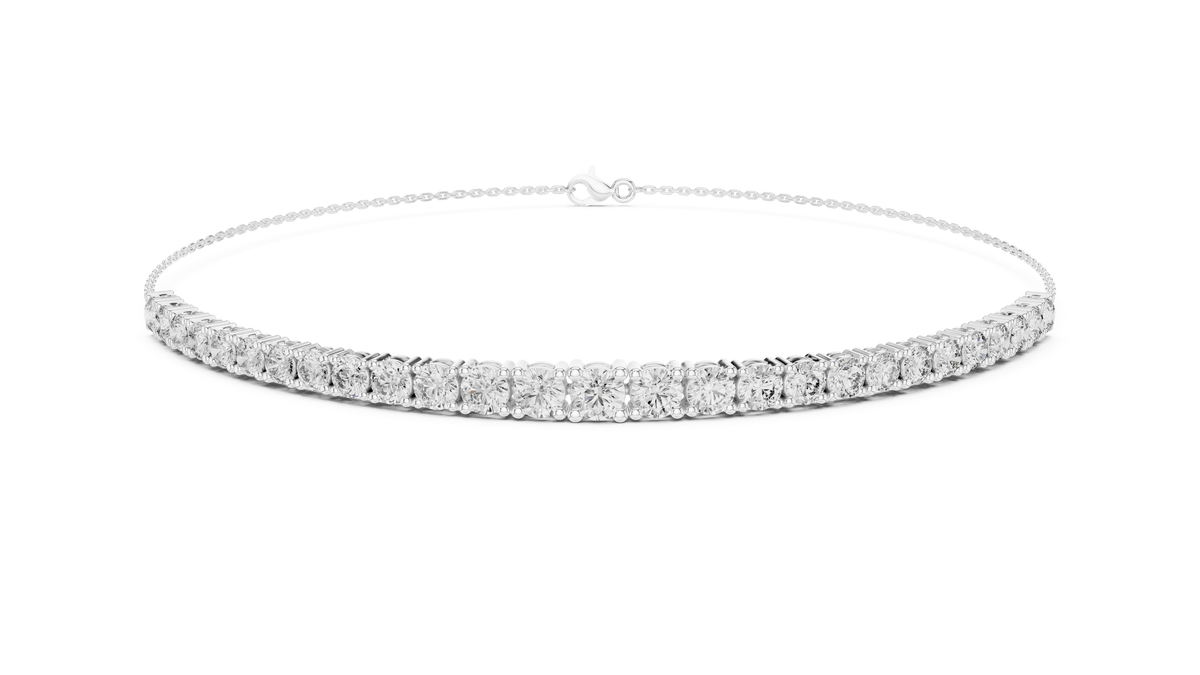 Lumina 925 Silver Round Lab Grown Diamond Delicate Tennis Bracelet