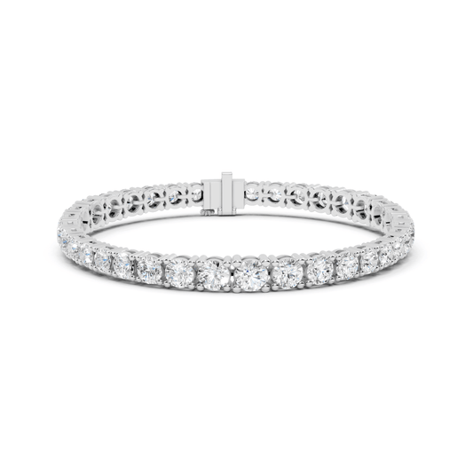 Classic Prong Set Round Lab Diamond Tennis Bracelet in 925 Silver