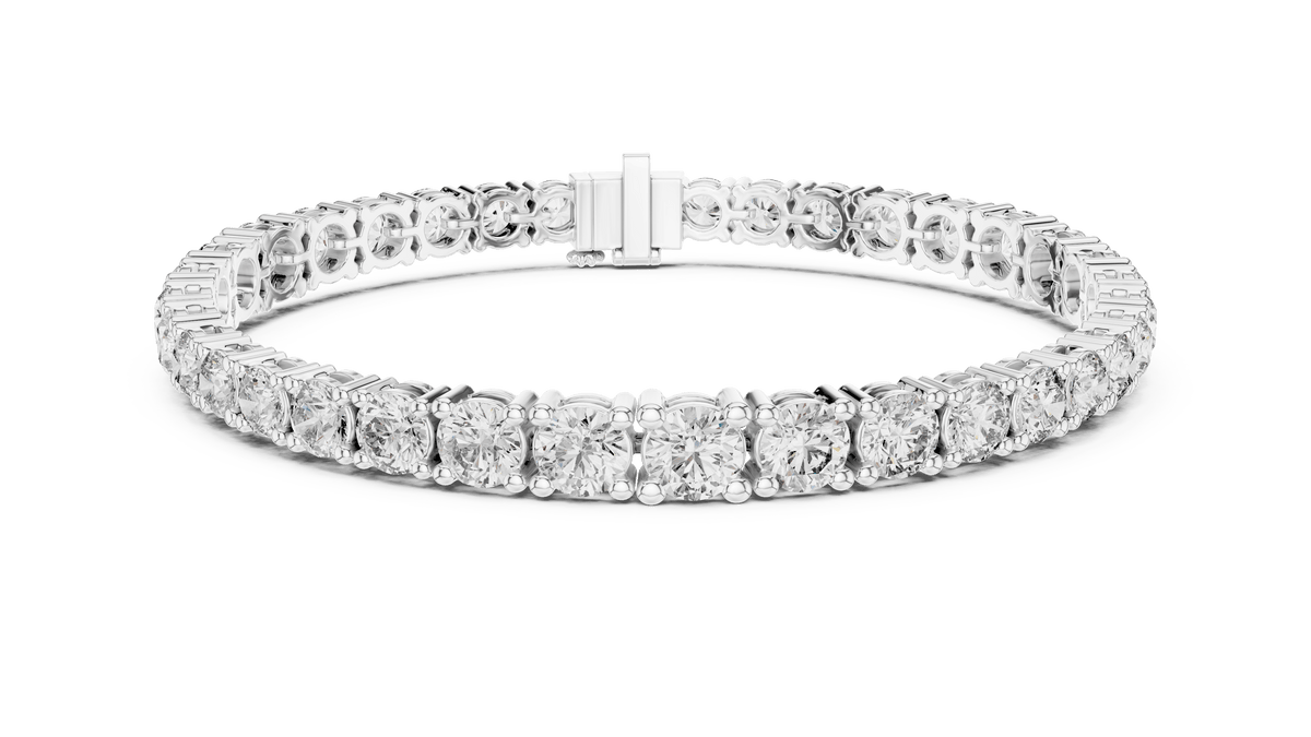 Silver Round Cut Lab Grown Diamond Classic Tennis Bracelet