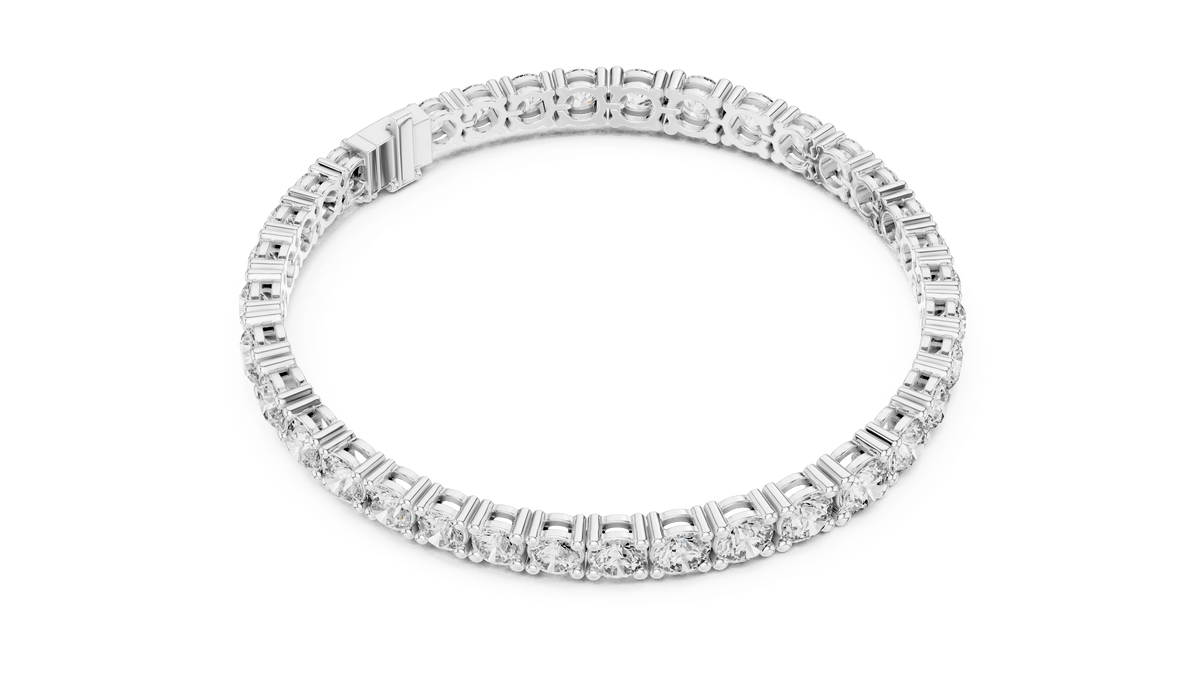 Silver Round Cut Lab Grown Diamond Classic Tennis Bracelet