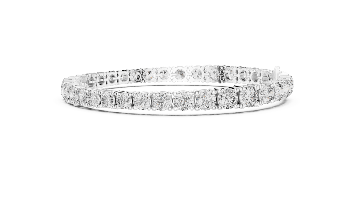 Silver Round Cut Lab Grown Diamond Classic Tennis Bracelet