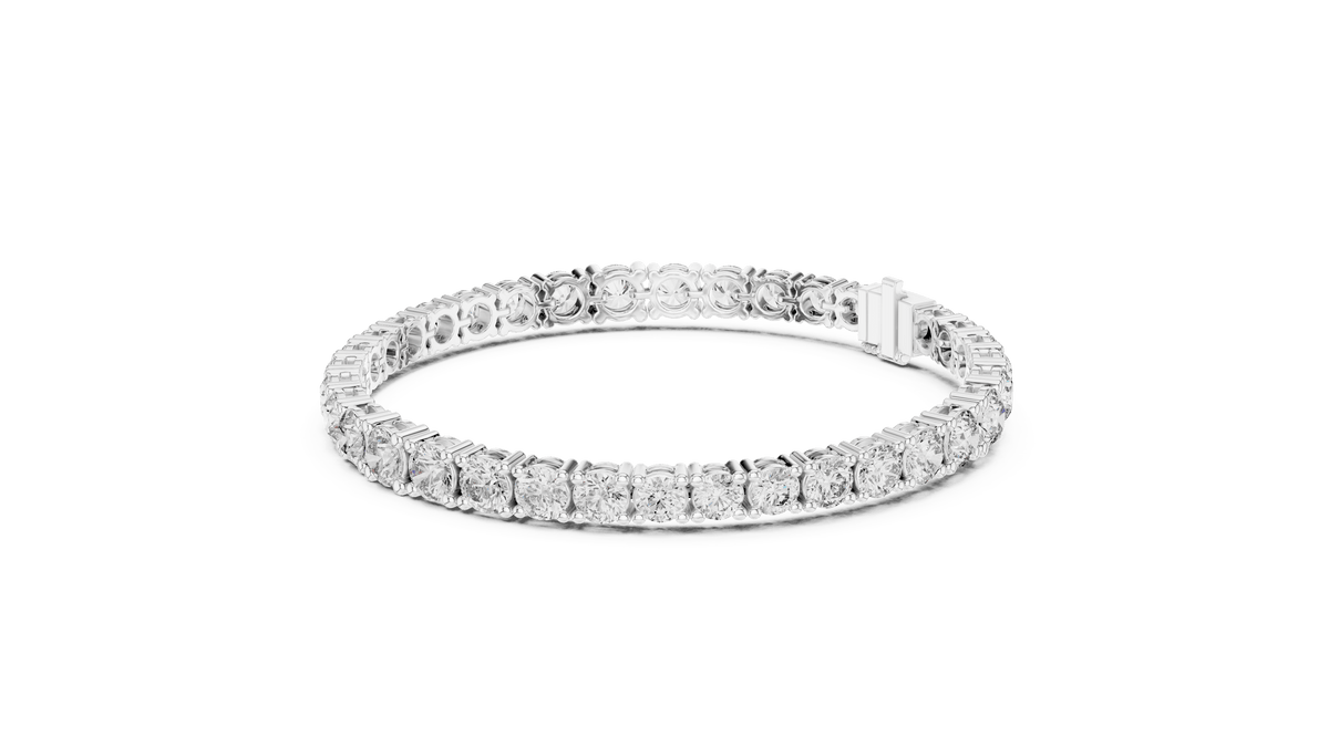 Silver Round Cut Lab Grown Diamond Classic Tennis Bracelet