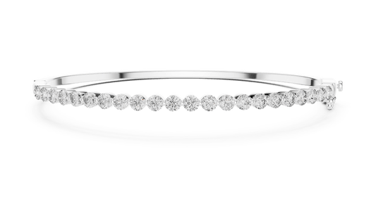 Round Brilliant Cut Lab Grown Diamond Hinged Bangle in 925 Sterling Silver