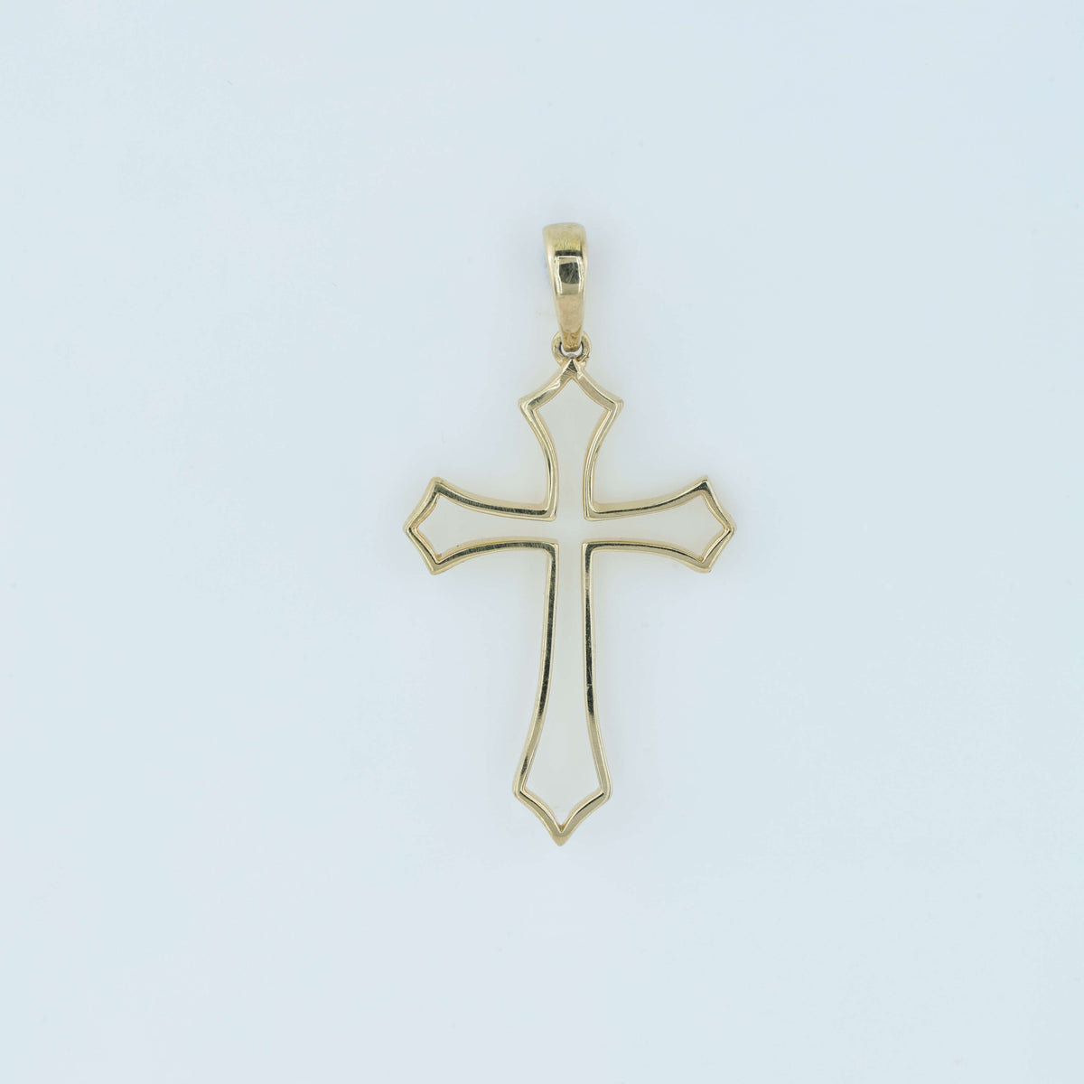14K Solid Rose Gold Cut-Out Openwork Cross Pendant