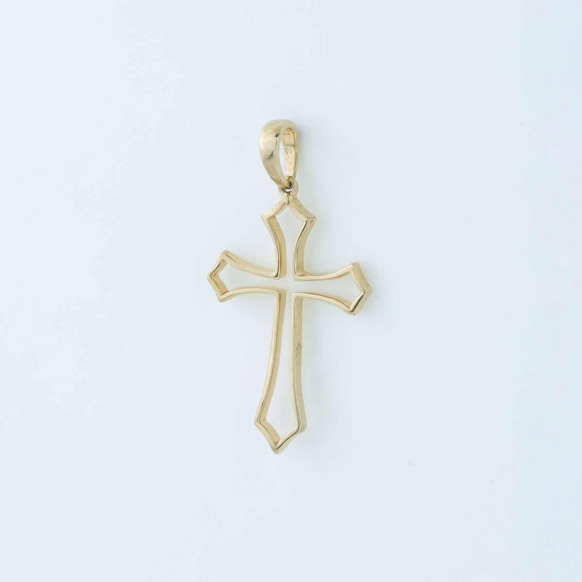 14K Solid Rose Gold Cut-Out Openwork Cross Pendant
