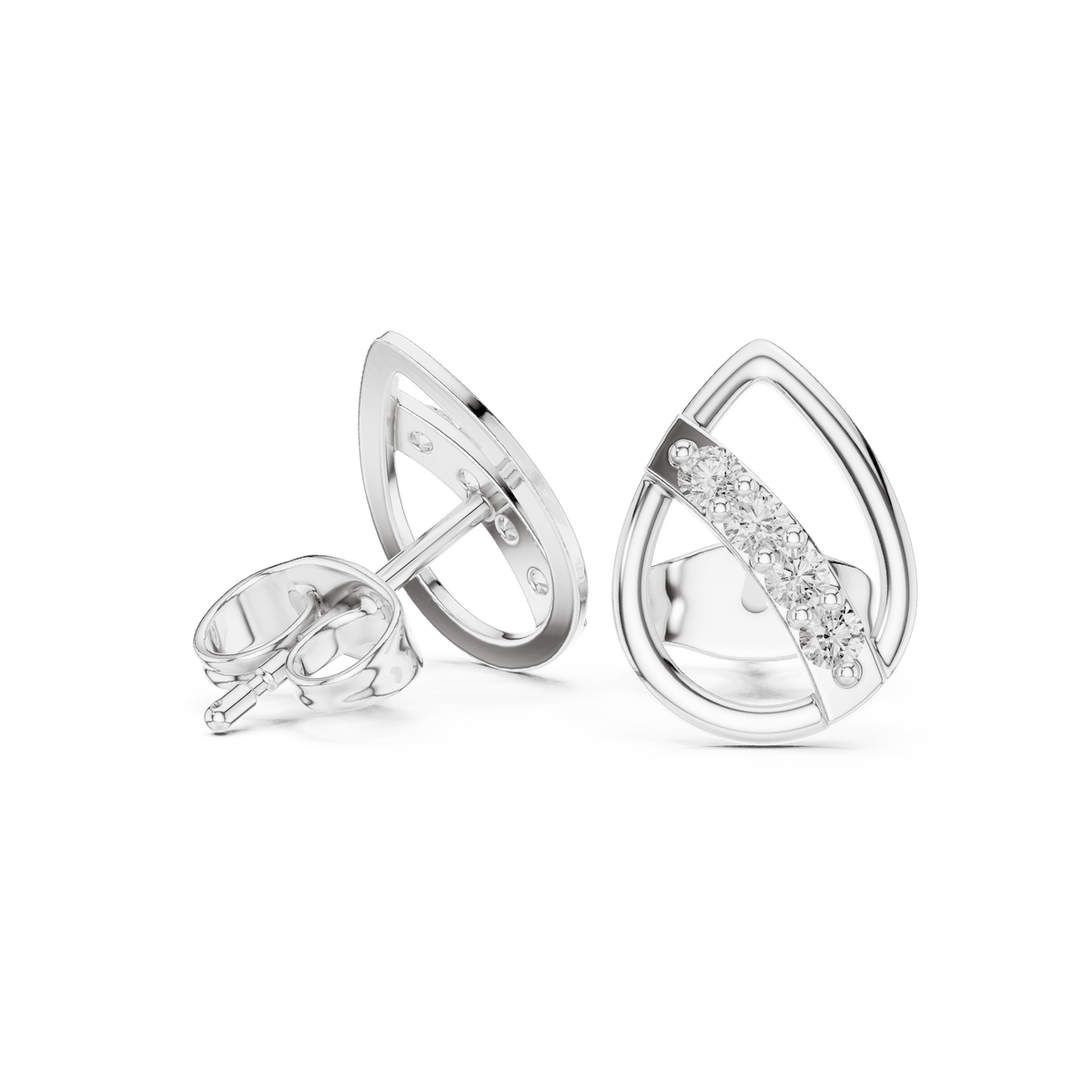 Open Pear Frame Lab Grown Diamond Stud Earrings
