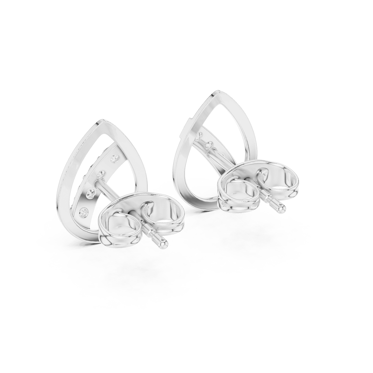 Open Pear Frame Lab Grown Diamond Stud Earrings