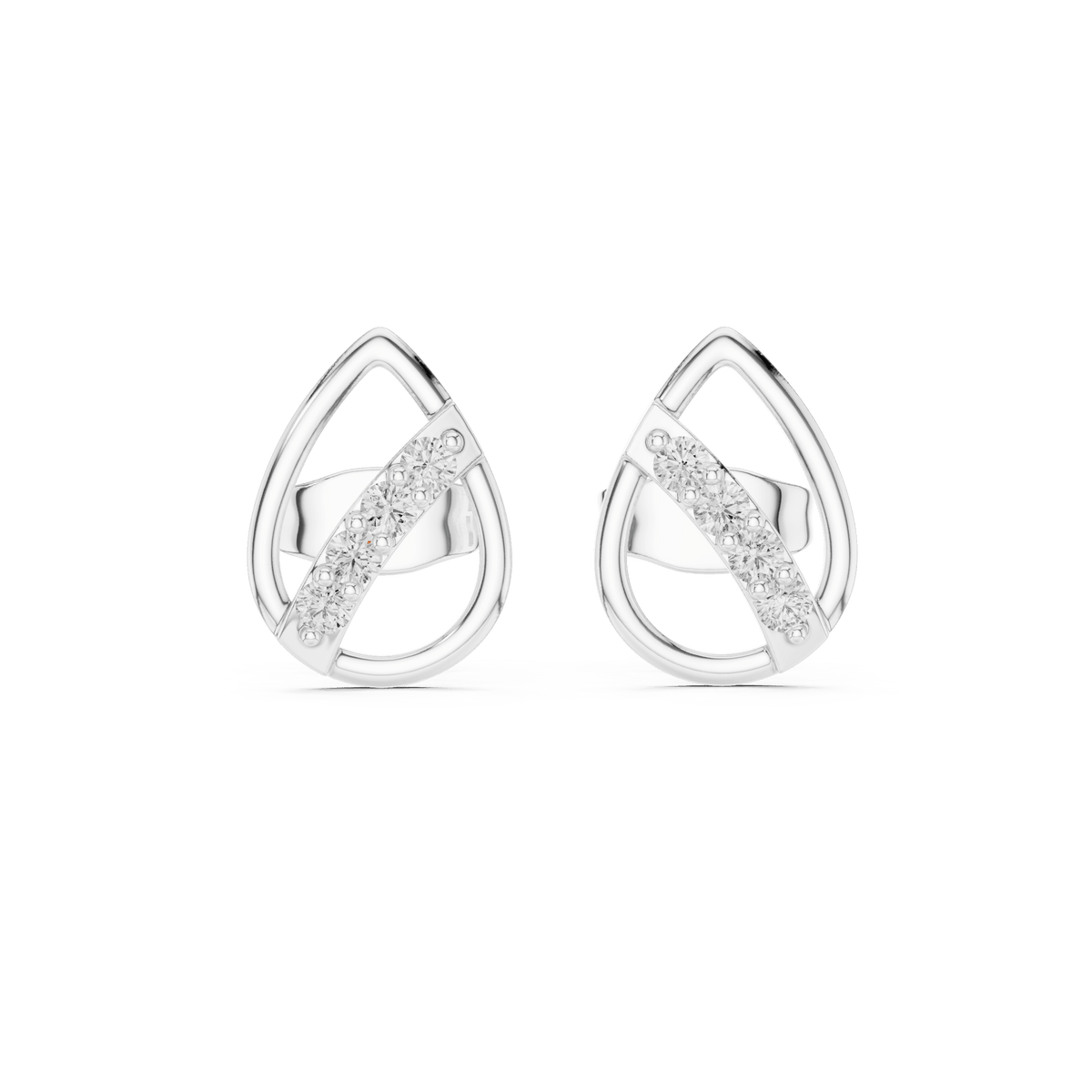 Open Pear Frame Lab Grown Diamond Stud Earrings
