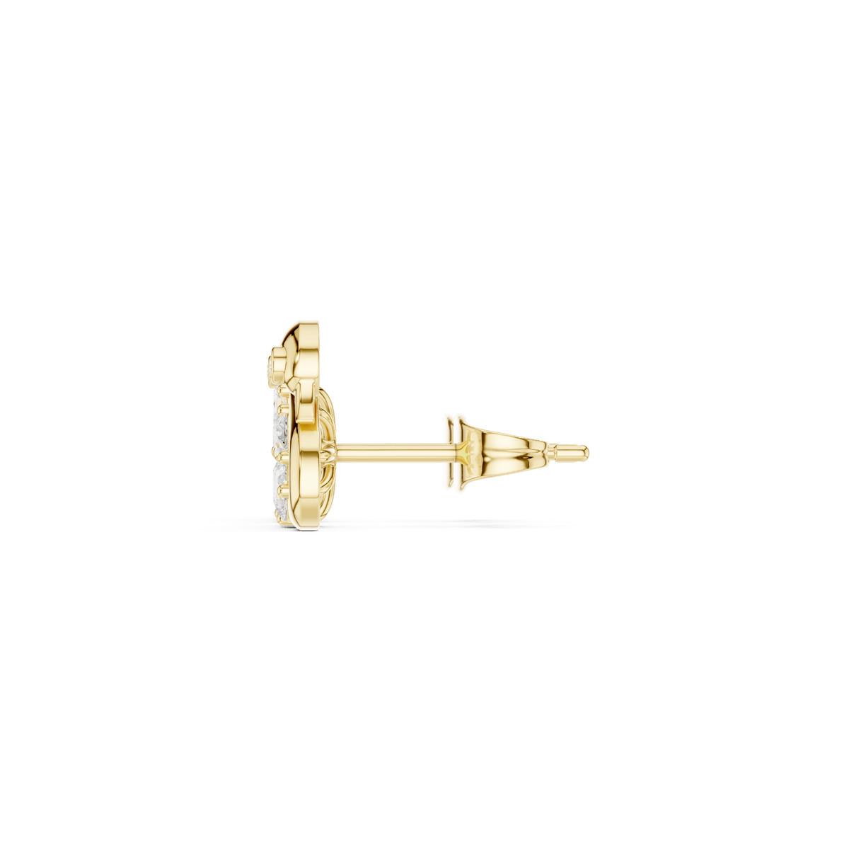 Solid Gold Graceful Swan & Floral Cluster Diamond Stud Earrings