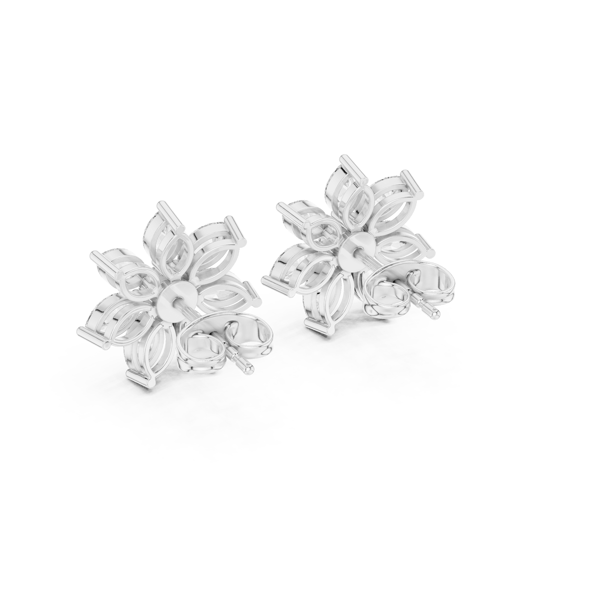 Elegant Botanical Blossom Lab Grown Diamond Stud Earrings in 925 Silver