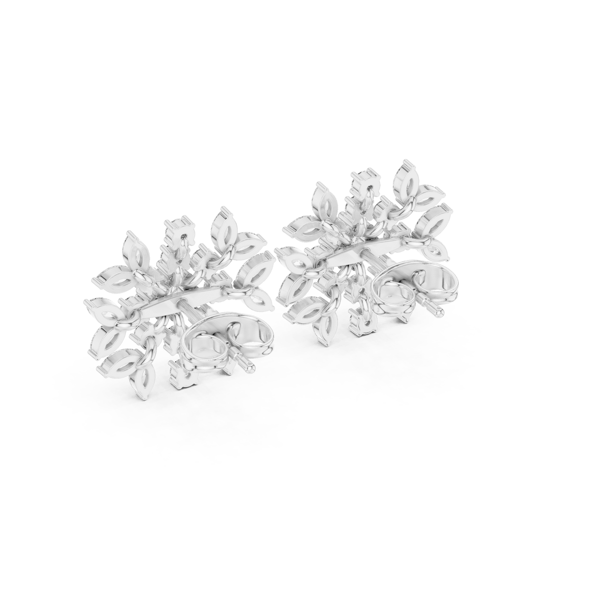 925 Sterling Silver Snowflake Lab Grown Diamond Cluster Stud Earrings