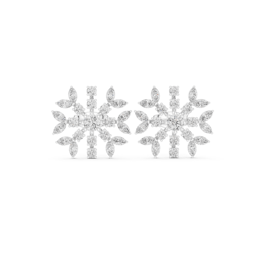 925 Sterling Silver Snowflake Lab Grown Diamond Cluster Stud Earrings