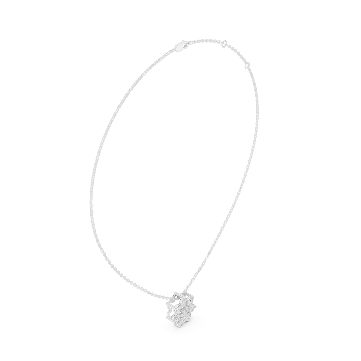 Seven-Petal Floral Cluster Lab Grown Diamond Pendant Necklace