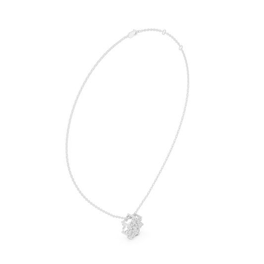 Seven-Petal Floral Cluster Lab Grown Diamond Pendant Necklace