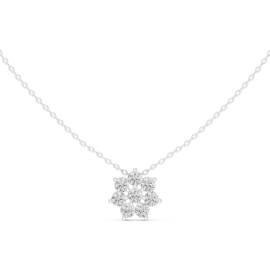Seven-Petal Floral Cluster Lab Grown Diamond Pendant Necklace