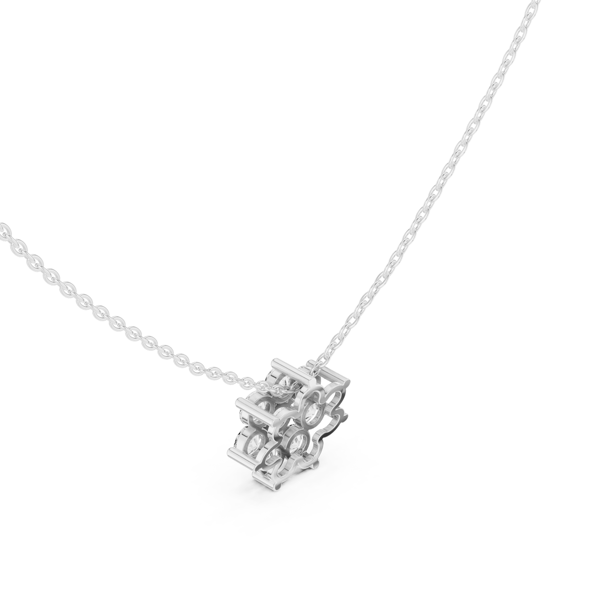 Seven-Petal Floral Cluster Lab Grown Diamond Pendant Necklace