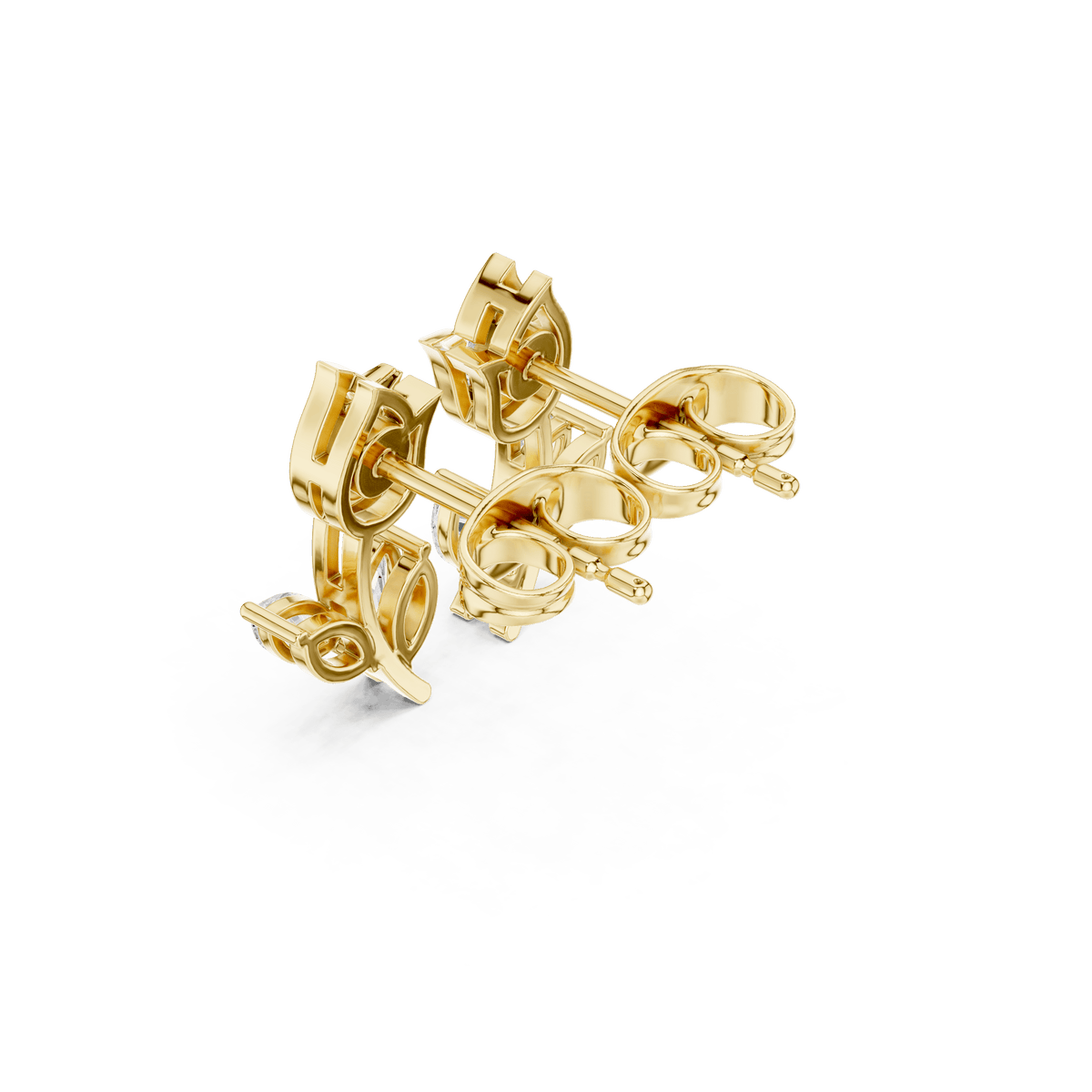  Tulip Flower Marquise Diamond Drop Stud Earrings in Solid Gold