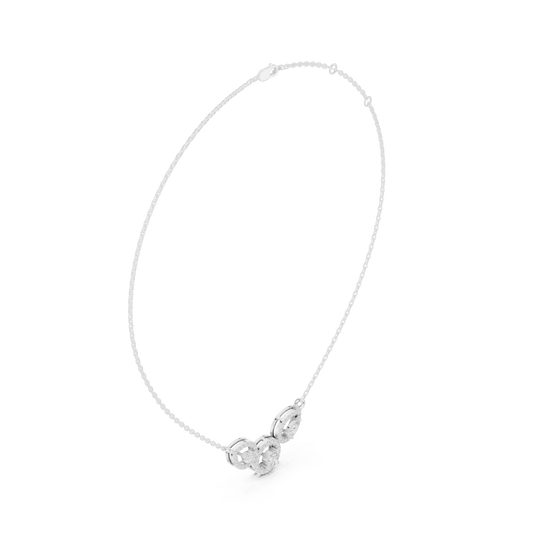 Three-Stone Halo Pear and Round Cluster Lab Grown Diamond Necklace