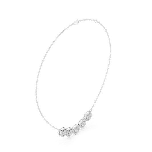 Five-Cluster Halo Curved Bar Lab Grown Diamond Necklace