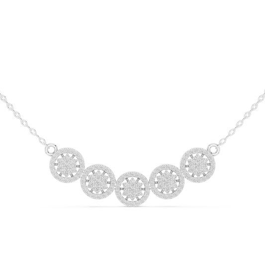 Five-Cluster Halo Curved Bar Lab Grown Diamond Necklace
